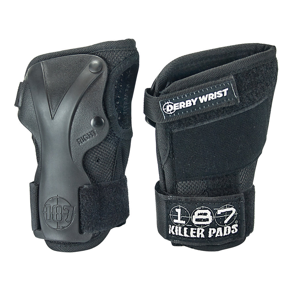 Black 187 Killer Pads Derby wrist guard for roller skating