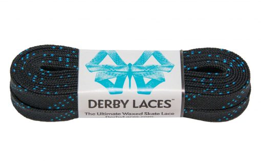 Derby Laces 108-inch black with blue dots waxed roller skate laces