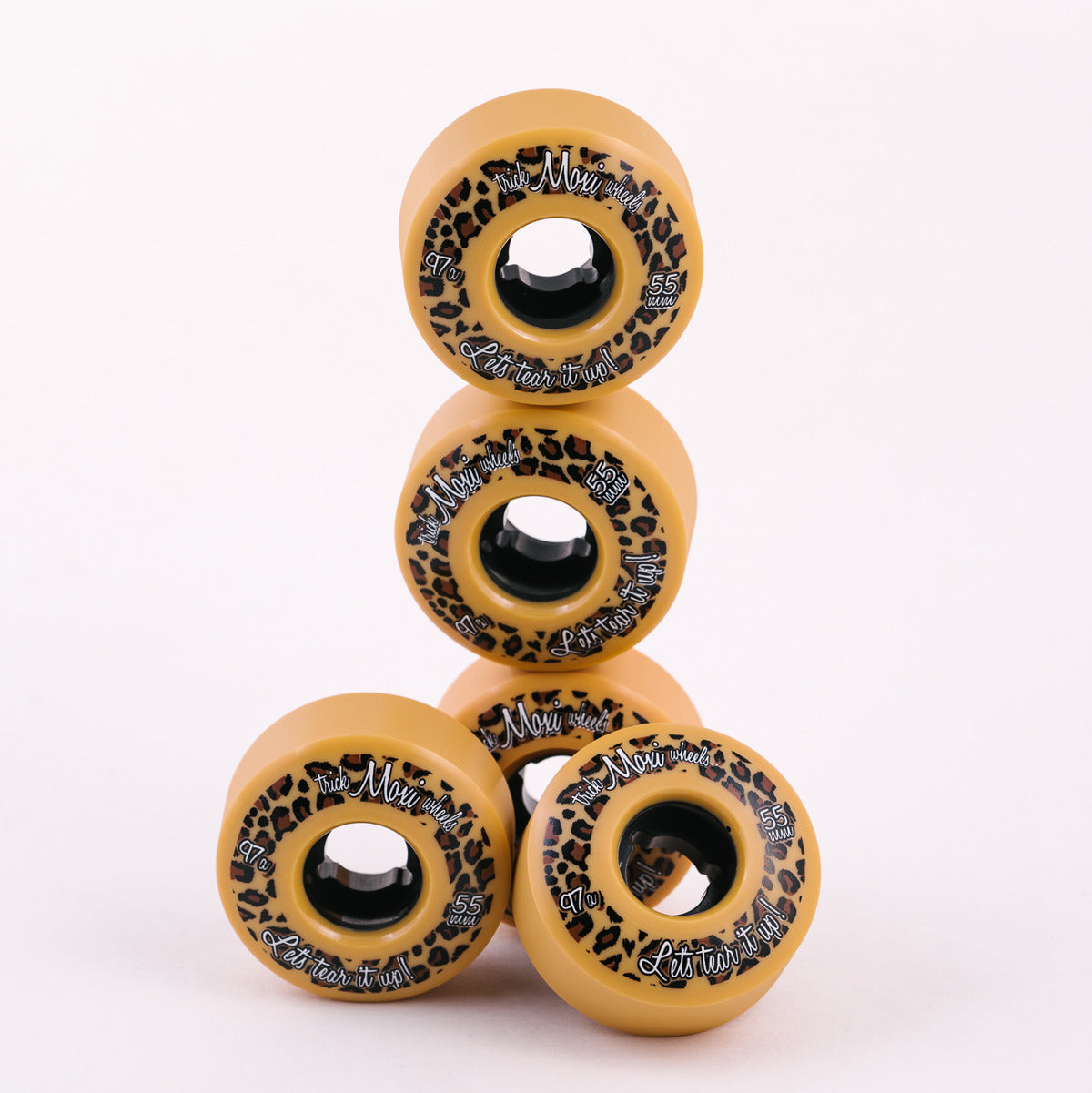 Moxi Trick Wheels tan leopard 55mm 97A roller skate wheels