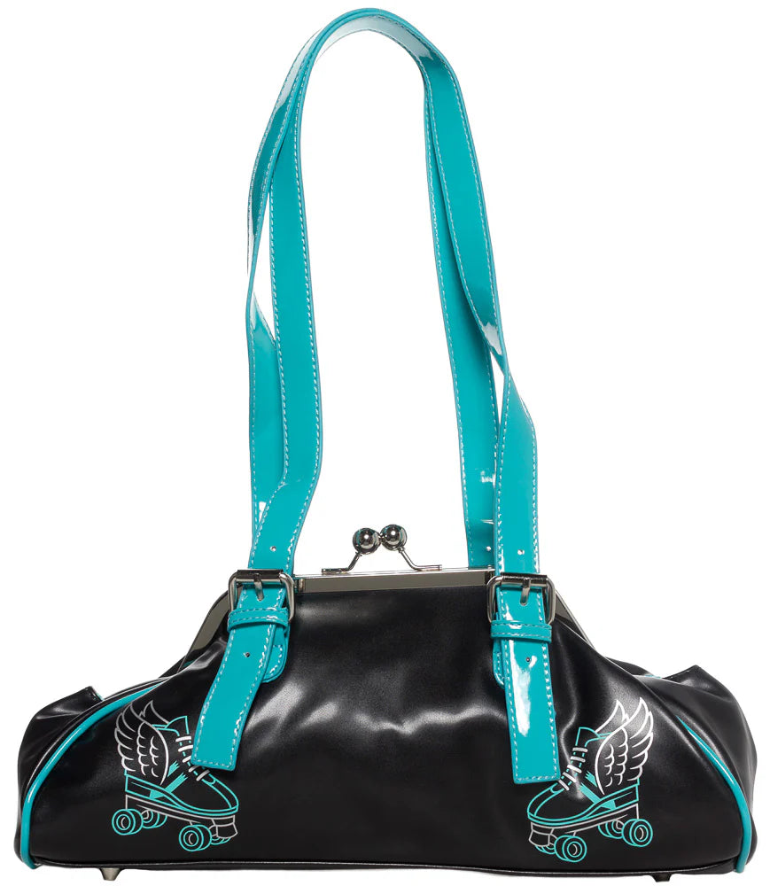 sourpuss blue flying skate purse